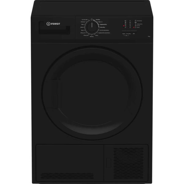Indesit C YD C82 BBGL UK 8kg Condenser Sensor Dry Tumble Dryer - Black