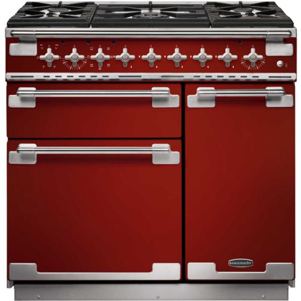 Rangemaster Elise ELS90DFFRD 90cm Gas Dual Fuel Range Cooker - Red