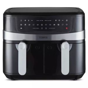 Tower T17088 2600W 2kg Food Capacity Duo Basket Air Fryer - Black