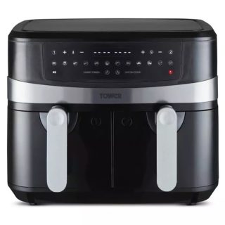 Tower T17088 2600W 2kg Food Capacity Duo Basket Air Fryer - Black